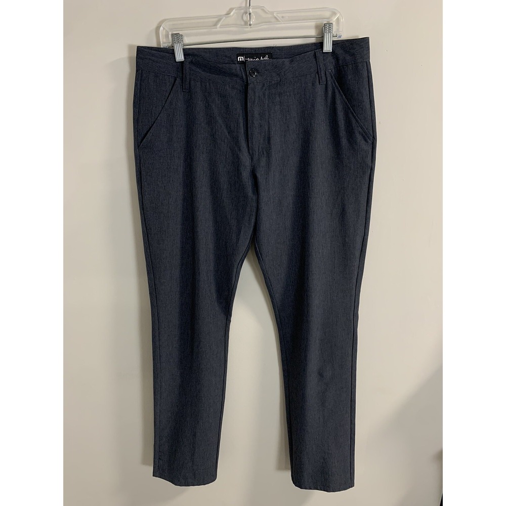 Travis Mathews Pants Mens 34x33 Dark Gray Poly Blend Stretch Golf Light EUC